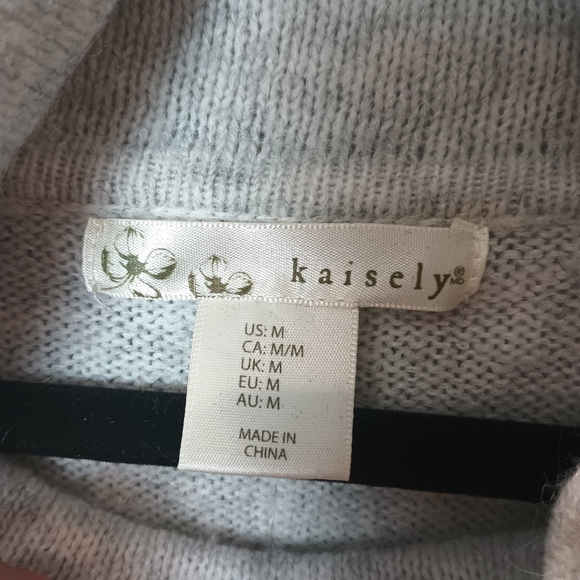 Kaisely Gray Cowl Neck Long Sleeve High Low Sweater Size M - Picture 13 of 13